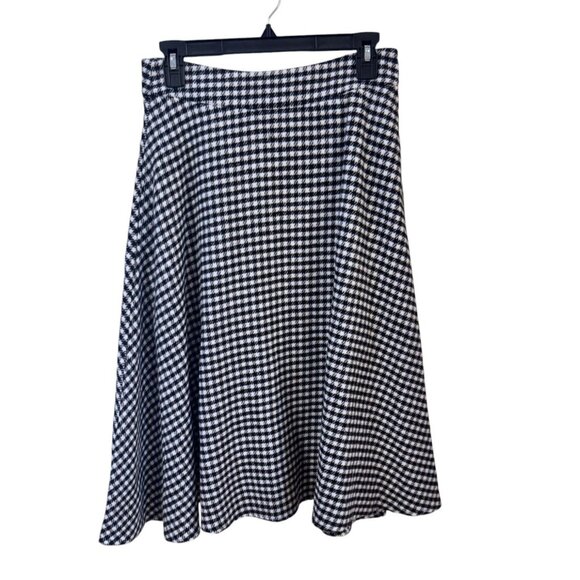 Unique Vintage Houndstooth A-Line Skirt With Side Pockets - Picture 2 of 9